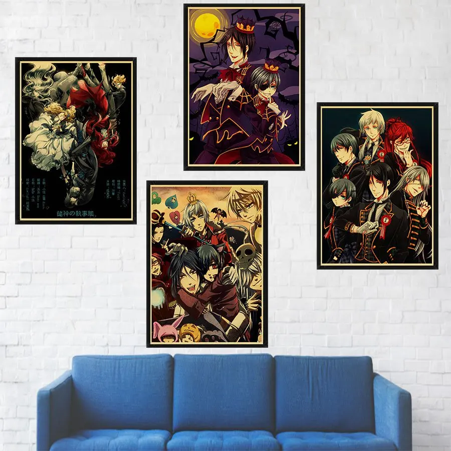 Us 1 81 14 Off Black Butler Kuroshitsuji Anime Posters Home Bedroom Kids Room Wall Comic Retro Poster In Painting Calligraphy From Home Garden