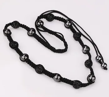 

New Arrival a Necklace Chain for men With Black 10MM Micro Pave CZ Disco Ball Bead Crystal Jewelry