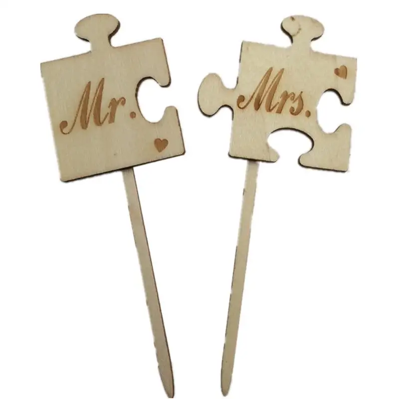 2pcs Mr & Mrs Wooden Cake Topper Sticks Wedding Cake Photo ...