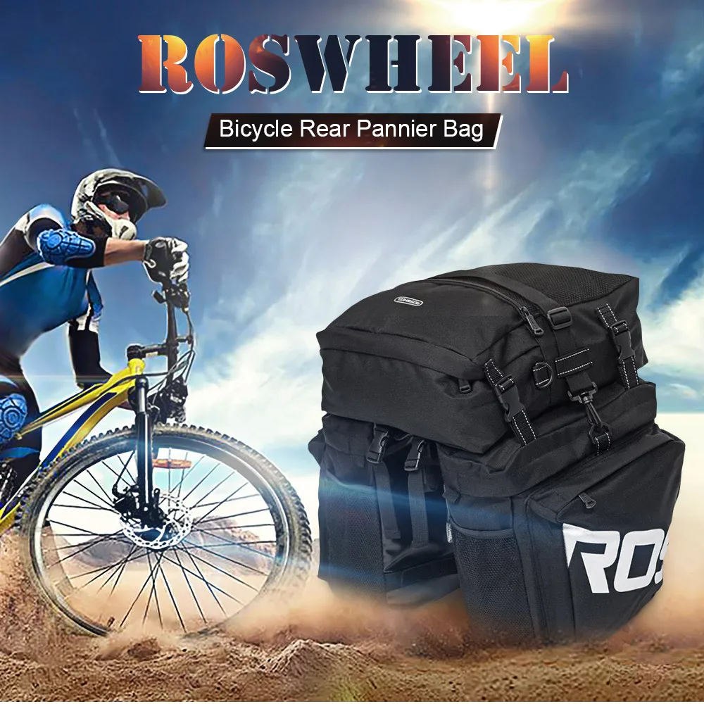 Clearance Roswheel Bike Carrier Bag Bicycle Panniers Bike 37L Durable Waterproof 3 In 1 Bicycle Rear Pannier Bike Bag 0