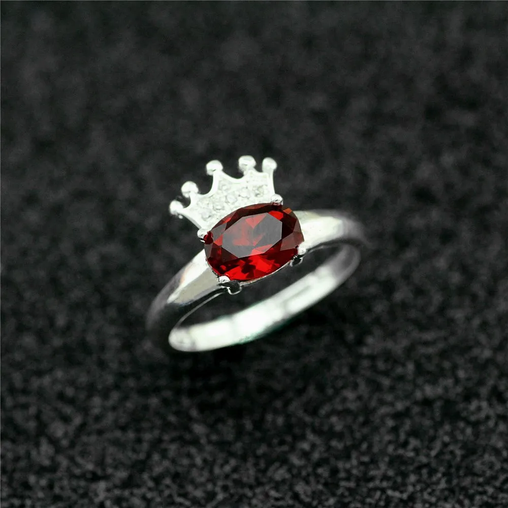 

925 sterling silver ring Female money inlay zircon silver ring Crown character charm women ring