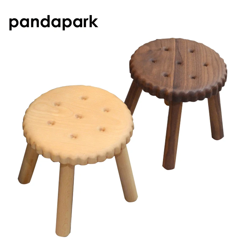 Pandapark твердый креативный деревянный стул в форме печенья черный орех детский бук