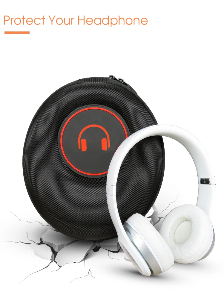 07 Liboer Portable Hard Headphone Case Large Bag for Beats Solo 2 Pro Sony Philips Protective Case with Zipper (No Headphone) 