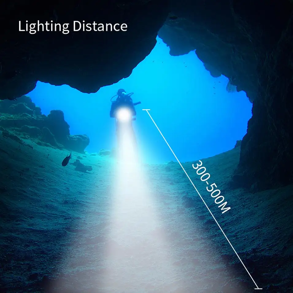  QH14 300W 28800LM LED Flashlight White XML2 + XPE Red Blue R5 LED Underwater 80m Scuba Diving Torch - 32873378872