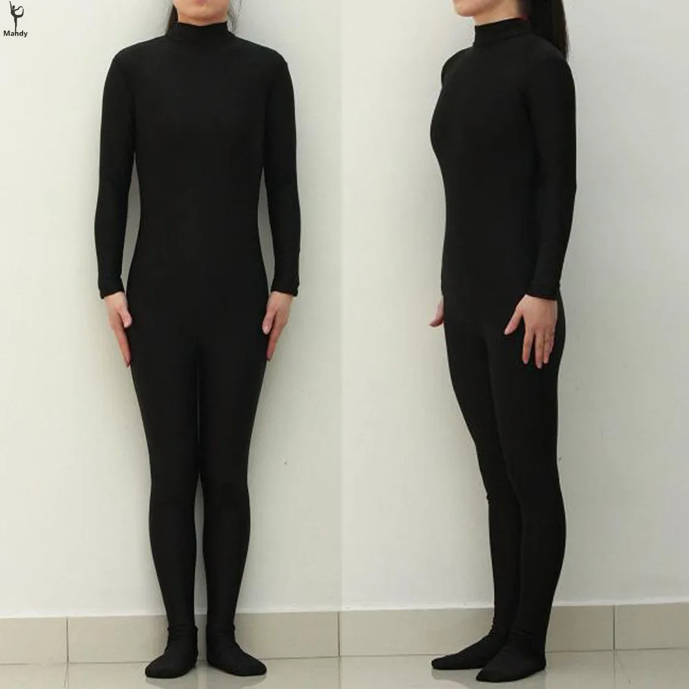 Женская черная водолазка из спандекса с длинным рукавом и капюшоном|black zentai