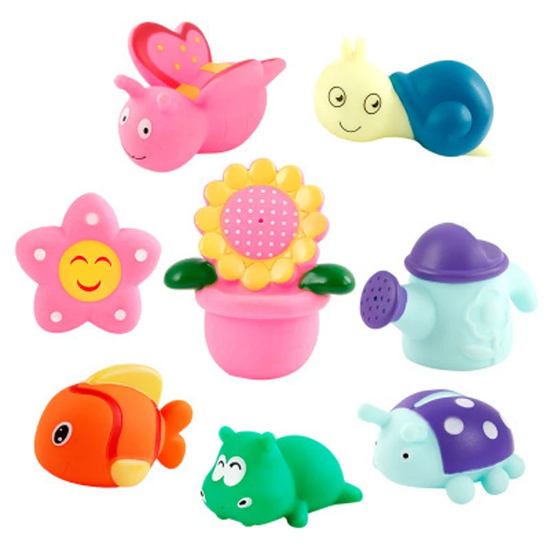 

Plastic cartoon water baby bath toy rubber for Children PVC Float Squeeze Dabbling Toys Kids Clown fish Bathroom Pinch Spray Toy