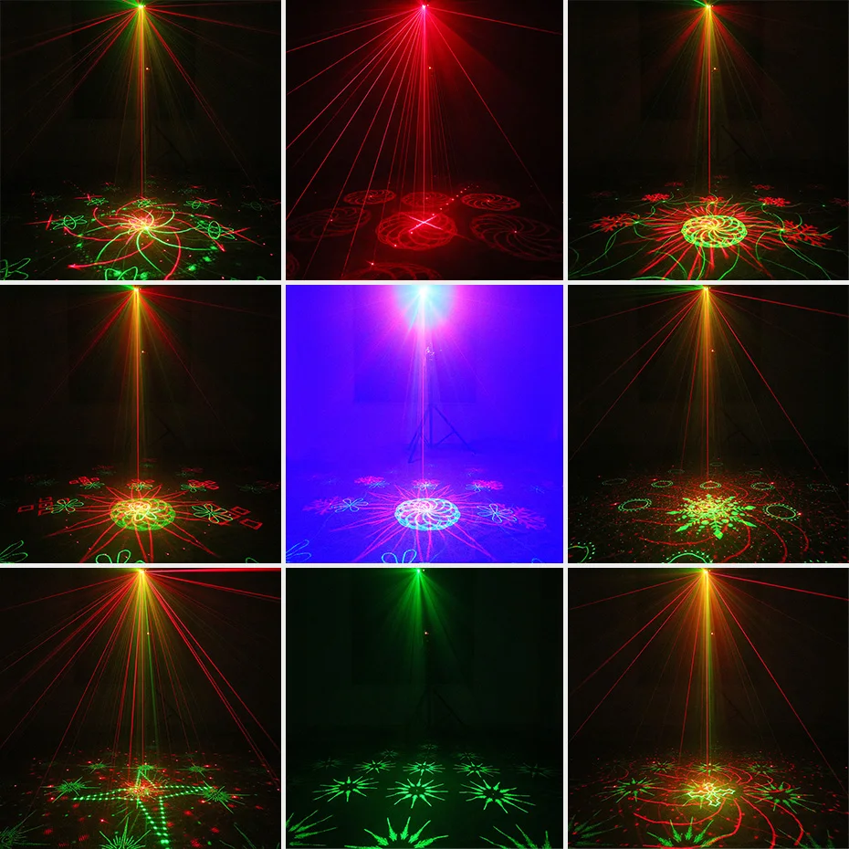 ALIEN remoto doble rojo verde 128 patrones etapa Proyector láser efecto de Iluminación DJ Disco Party Club Bar Luz de Navidad con LED azul - 6