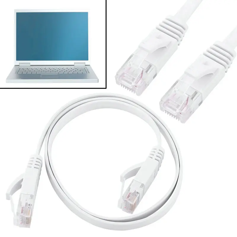 

RJ45 CAT6 Ethernet Network Flat LAN Cable UTP Patch Router Cables 1000M White