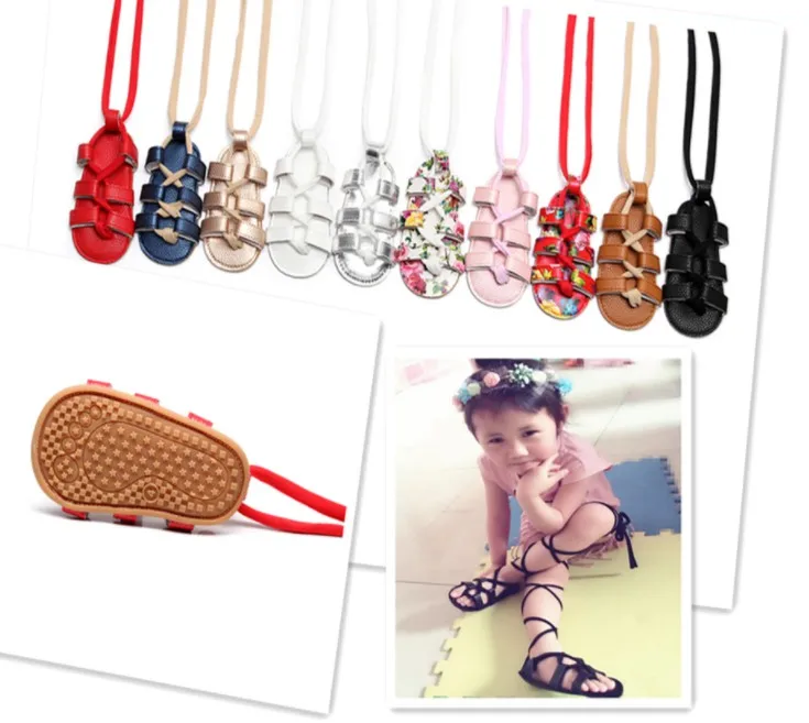 baby girl party shoes Newborn Infant Leather Bandage Sandals Summer Pram Soft Flat First Walkers