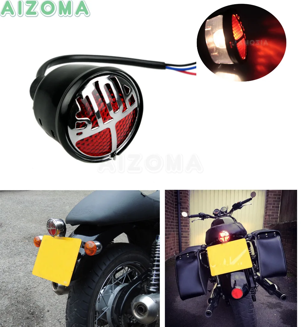 

Miller Replica Rear Stop Tail Light Motorcycle Bulb Brake License Plate Lamp w/ Mini Bracket For Harley Triumph Bonneville T100