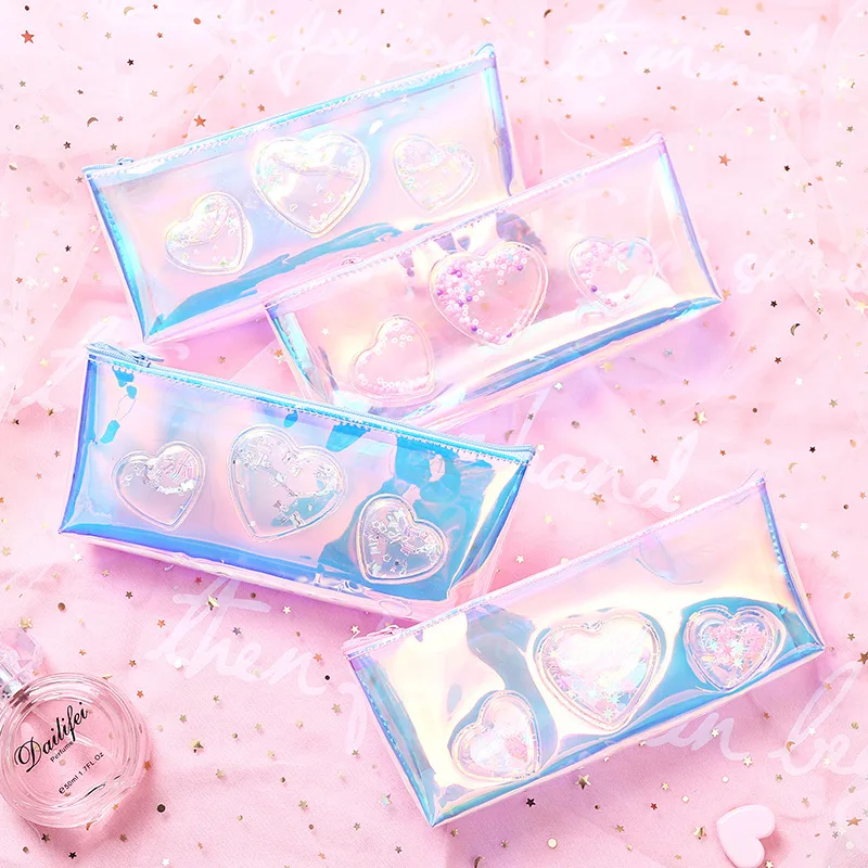 

Glitter Pencil Case Bag Bling Ins Design Heart Shape Gift
