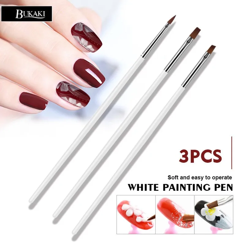 

BUKAKI 3pcs/set Nail Art Liner Painting Pen Wooden 3D Tips DIY Blooming Image Design Manicure UV Gel Polish Nails Painting Tool