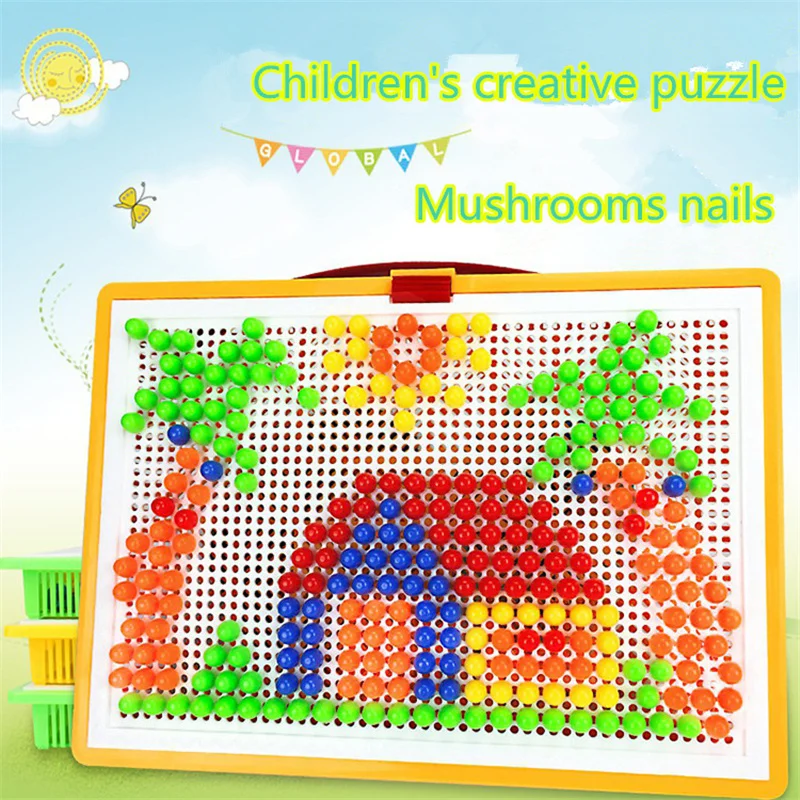 

296 grains of mushrooms nails creative children's jigsaw puzzle toys