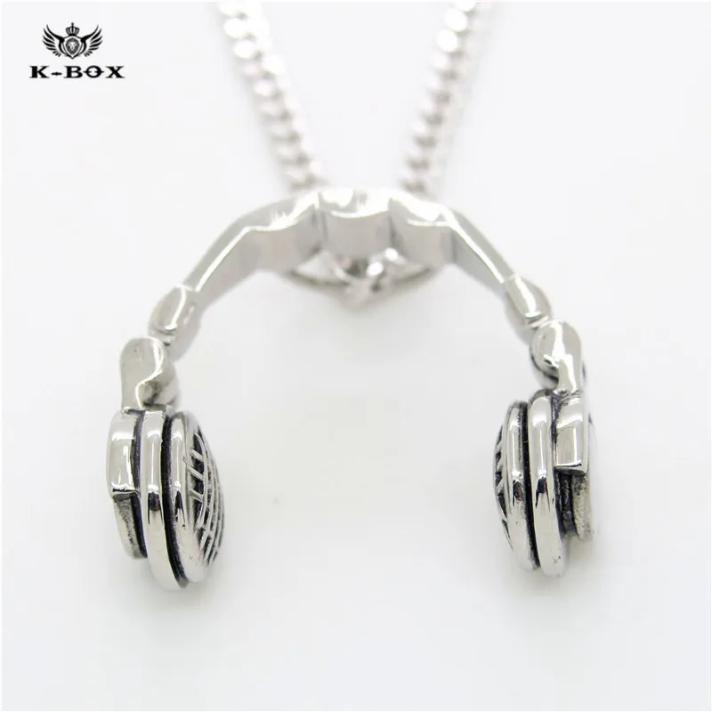 New Fashion Mens Womens Stainless Steel Cool DJ Headphones Necklace