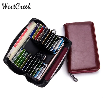 

WESTCREEK Brand RFID Anti Theft Men Leather Wallets Large Capacity Women Long Clutch Wallets Passport Purse by 24 Card Slots