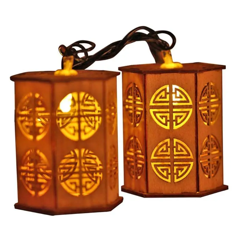 Светодиодный китайский стиль деревянный фонарь AV 220 В 6 Вт струнные светильники, декор дома лампы для рождественской гирлянды новогодние