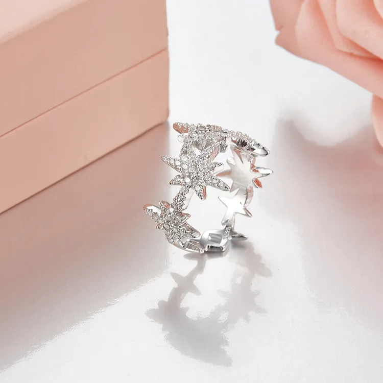 

[MeiBaPJ]Fashion S925 Sterling Silver Star Ring Jewelry Fashion Personality Temperament all-match for Women Jewelry