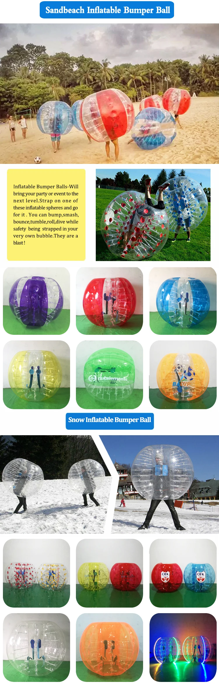Пластиковые шарики для активного отдыха и спорта 1,2 ~ 1,7 м надувной бампер шар мяч для футбола человеческий молоток мяч для взрослых детей