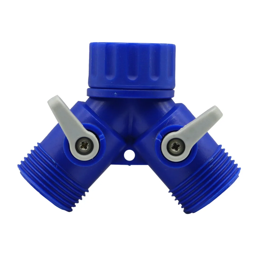 

2-Way Splitter Water Flow Control Valve Agriculture Greenhouse Hose fitting Y Valve Quick Connector 3/4 Inch Male thread 1 Pc