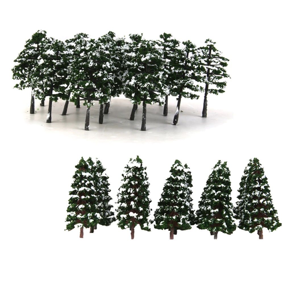 40x Winter Snow Scenery Pine Trees Model Train Forest Street Layout 8cm/9cm