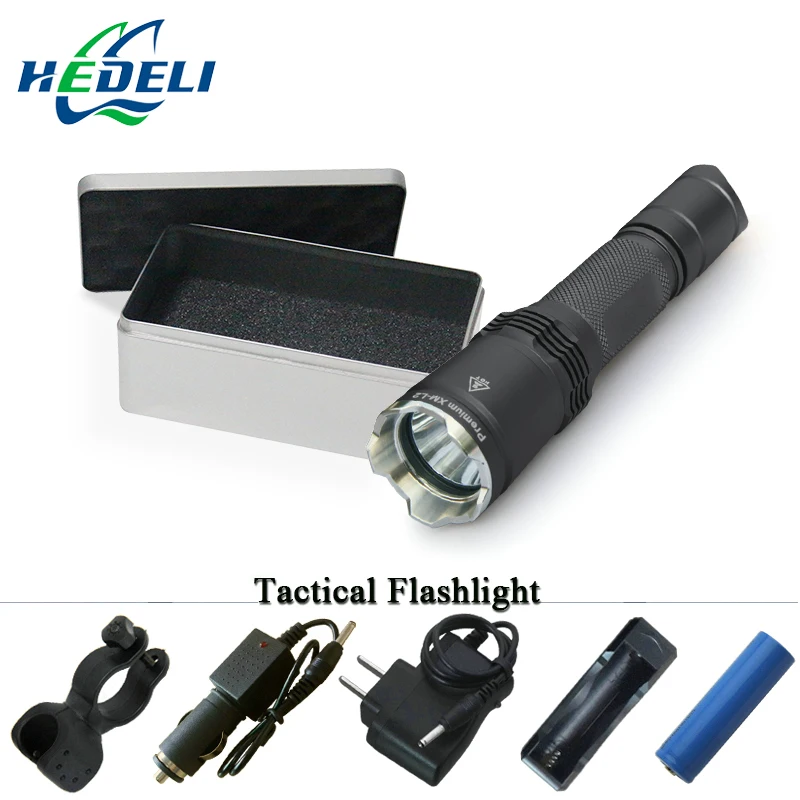 

Tactical Function Flashlight LED professional lantern super bright waterproof rechargeable Cree xm-l2 Torch 18650 Battery Hunt