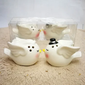

100sets New!! Bride Groom Angel Love Birds Salt and Pepper Shaker Wedding Favors and Gifts for Guest wen4376