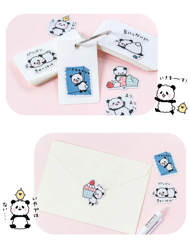 blushing panda sticker on paper