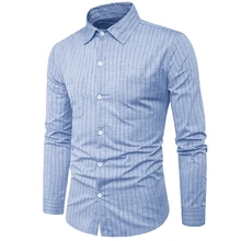 Мужская рубашка бренд Мужская Высококачественная полосатая рубашка с длинным рукавом Повседневная приталенная Мужская рубашка 2 цвета