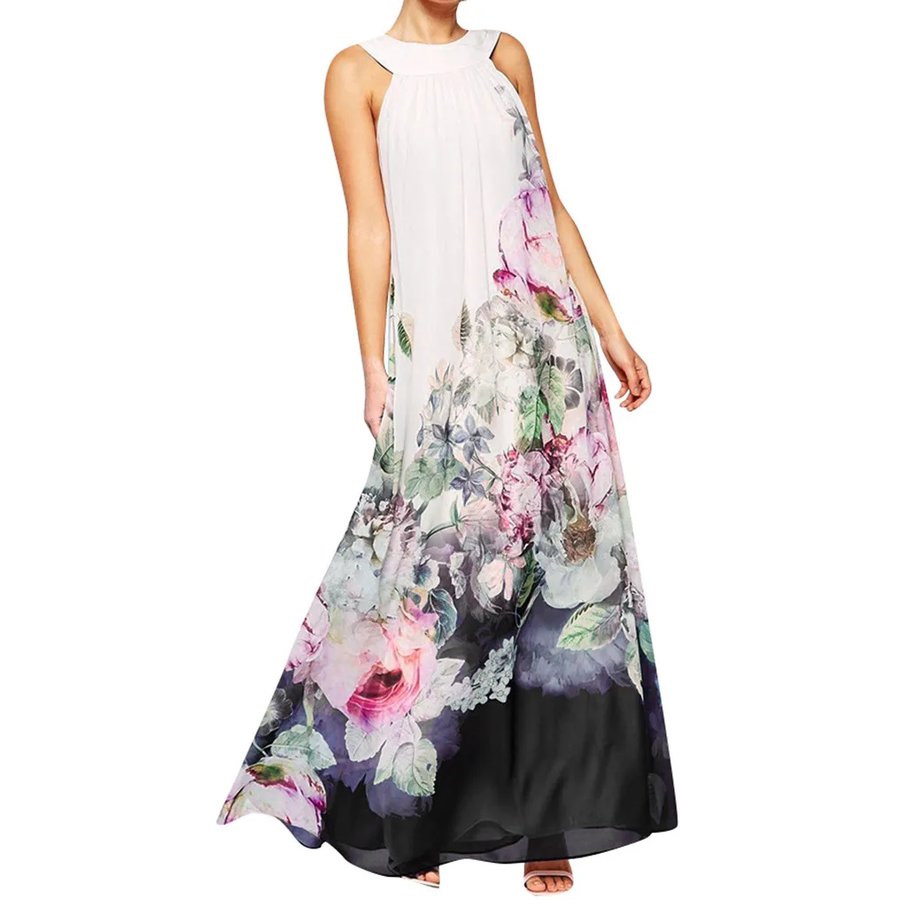 

Womail Women Spring Summer Printing Chiffon Elegant Off Shoulder Vintage Party Dress Long Dresses For Women Elegant Mar 20