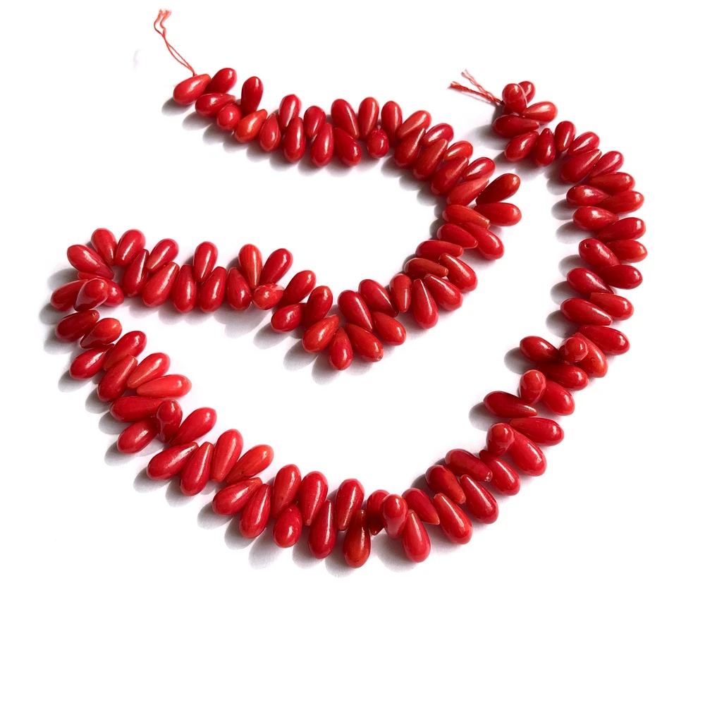 Wholesale 1string Natural Red Coral Beads 5x10mm Round Drop Beads,Tear