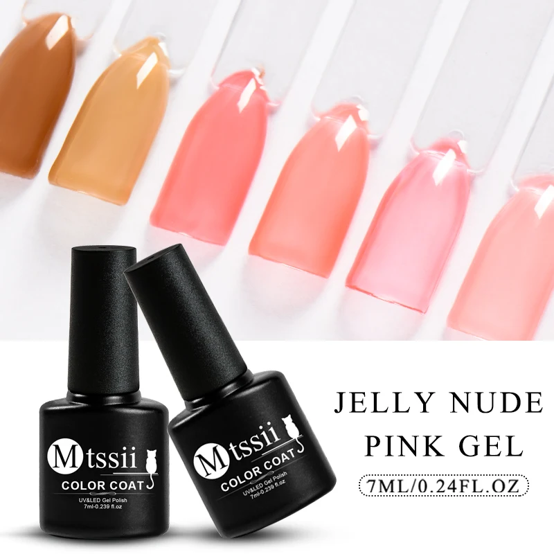 

Mtssii Jelly Nude Pink Gel Nail Polish Semi Permanent Soak Off UV Gel 7ml Translucent Pink Color Gel Nail Art Varnish 1 Bottle