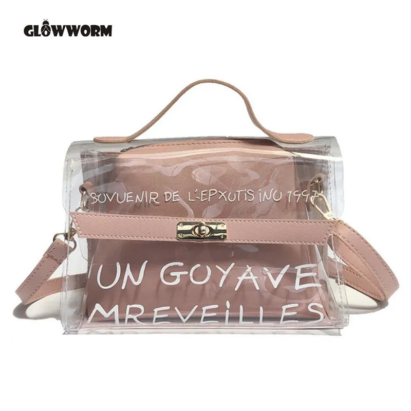 

bags for women handbag transparent bag clear summer jelly bolsa transparente sac a main clutch shoulder messenger leather pink