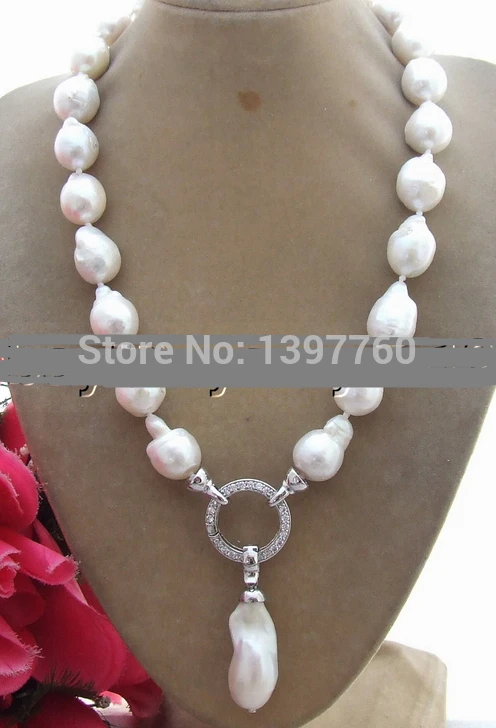 

FREE SHIPPING>>@> Miss charm Jew.137 18MM Bead-Nucleated Pearl Necklace-22mm pendant NEW