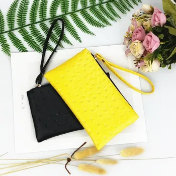

Ostrich Pattern Simple Men Women Wallets PU Leather Bag Zipper Clutch Coin Purse Phone Wristlet Portable Handbag For Party