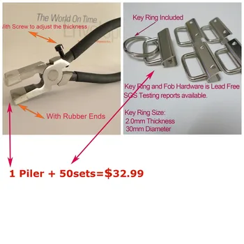

1 Plier + 50sets 1" 25mm SILVER Color Key Fob Hardware Combo Package