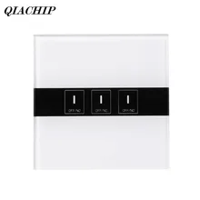 ЕС Plug 3 Gang AC 90-250 В закаленное Стекло WI-FI удаленного Управление работать с Amazon Alexa умный дом touch Сенсор Панель переключатель DS30