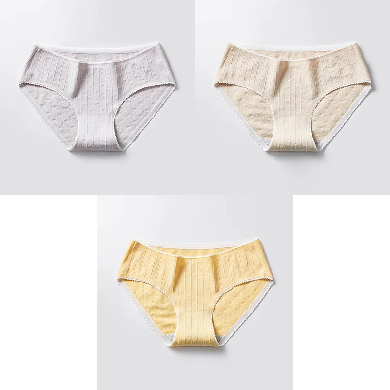 3 Pcs Cotton Briefs Woman Panties Low Waist Breathable Antibacterial Female Panties Brand Quality New Briefs Underwear For Women - Цвет: Grey Nude Yellow