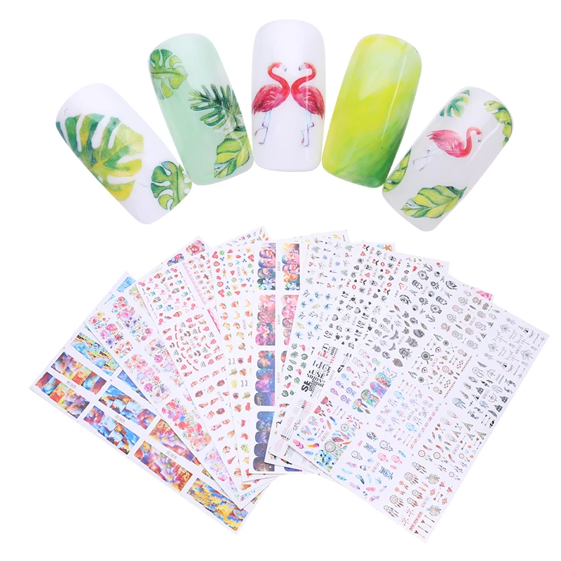 

1 Sheet Nail Sticker Water Decal Colorful Rose Flower Watermelon Leaf Mixed Pattern Nail Art Transfer Sticker DIY Decoration