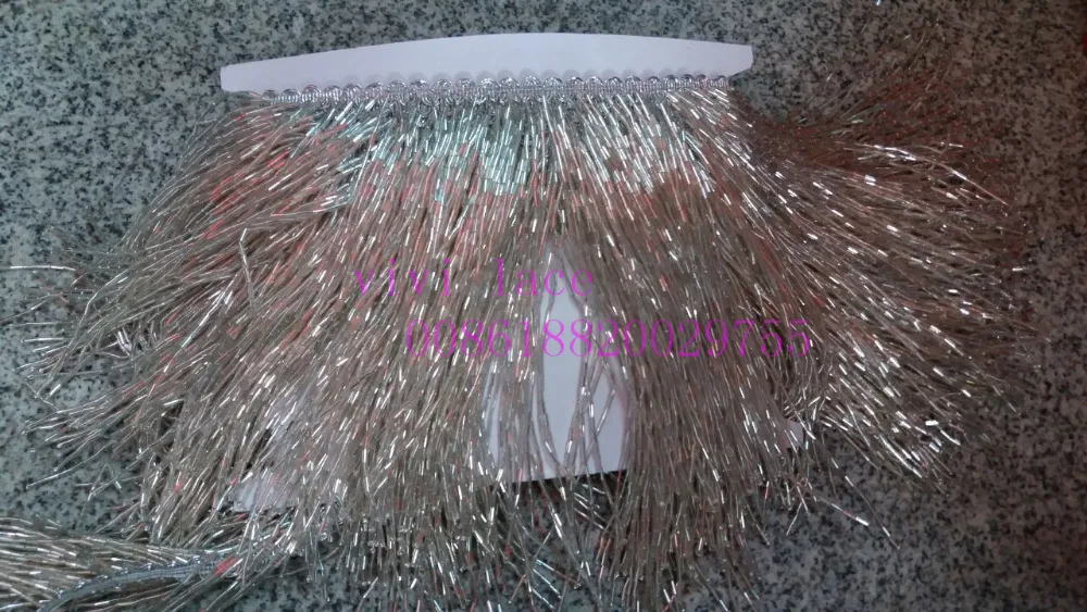 Yy003 5 ярдов/мешок ленты серебристого цвета с бахромой и с бусинами, каблук 15 см, ширина для Свадебное платье/вечерние распиловки