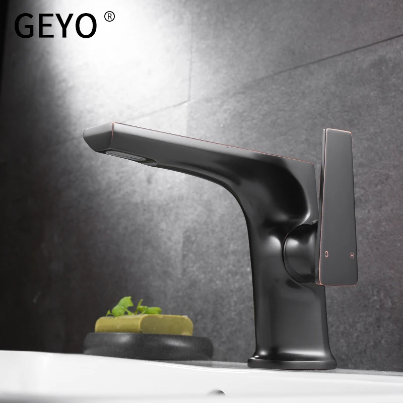 Kitchen Black Antique Copper Bathroom Faucets Basin Faucets Brass Oil Rubbed Bronze  Faucet Bathroom Shower Hot Cold Mixer  Tap