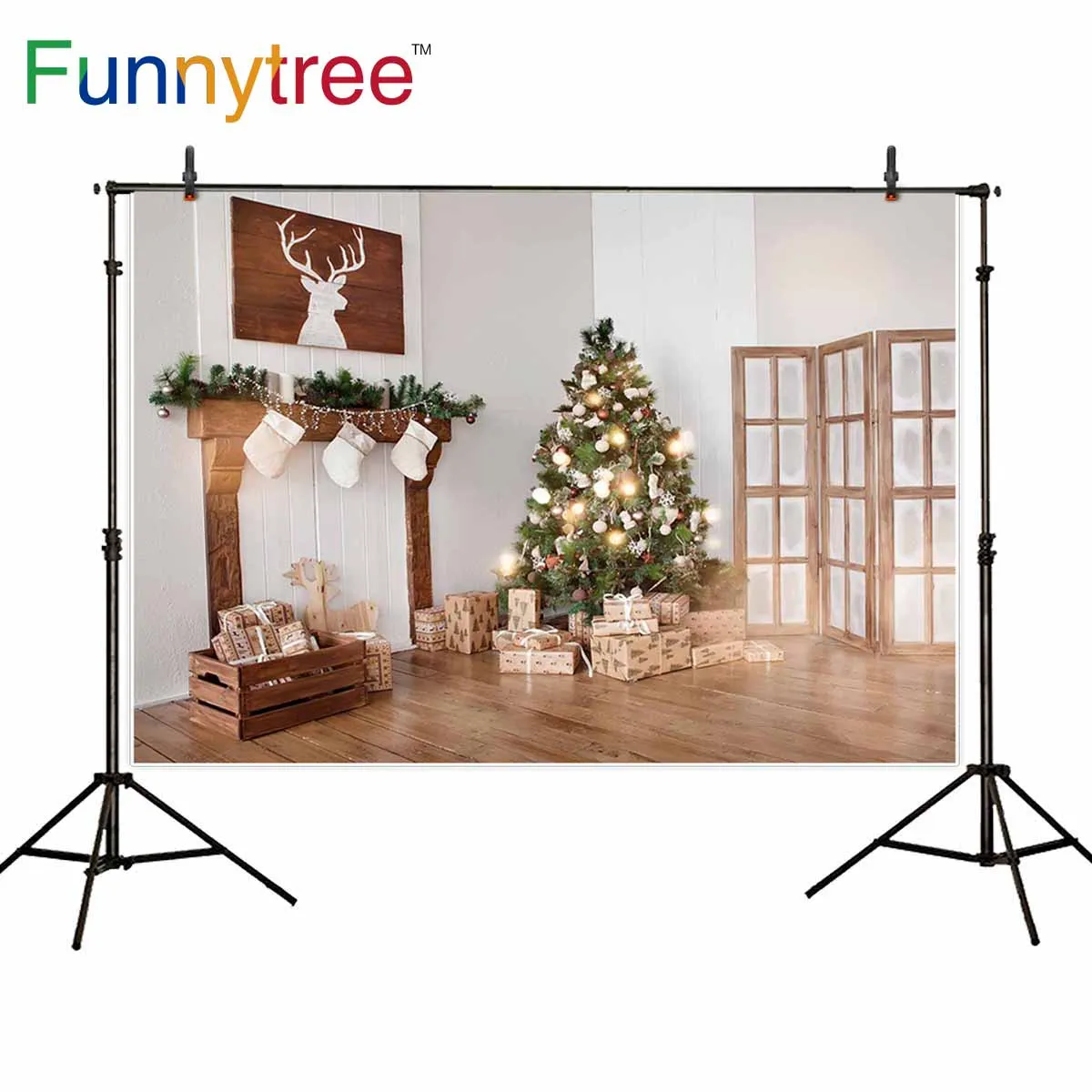 Фон Funnytree для студийной фотосъемки с изображением рождественской елки