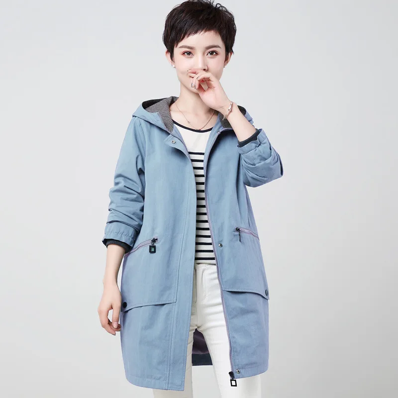 Cocon Coupe Abrigo lavande vent Tenue Bleu Outwear Fermeture Éclair Grande M À Coton 4xl Décontracté Mujer 2019 Printemps Taille vert Femelle camel Trench Capuchon coat eE92HIWYD