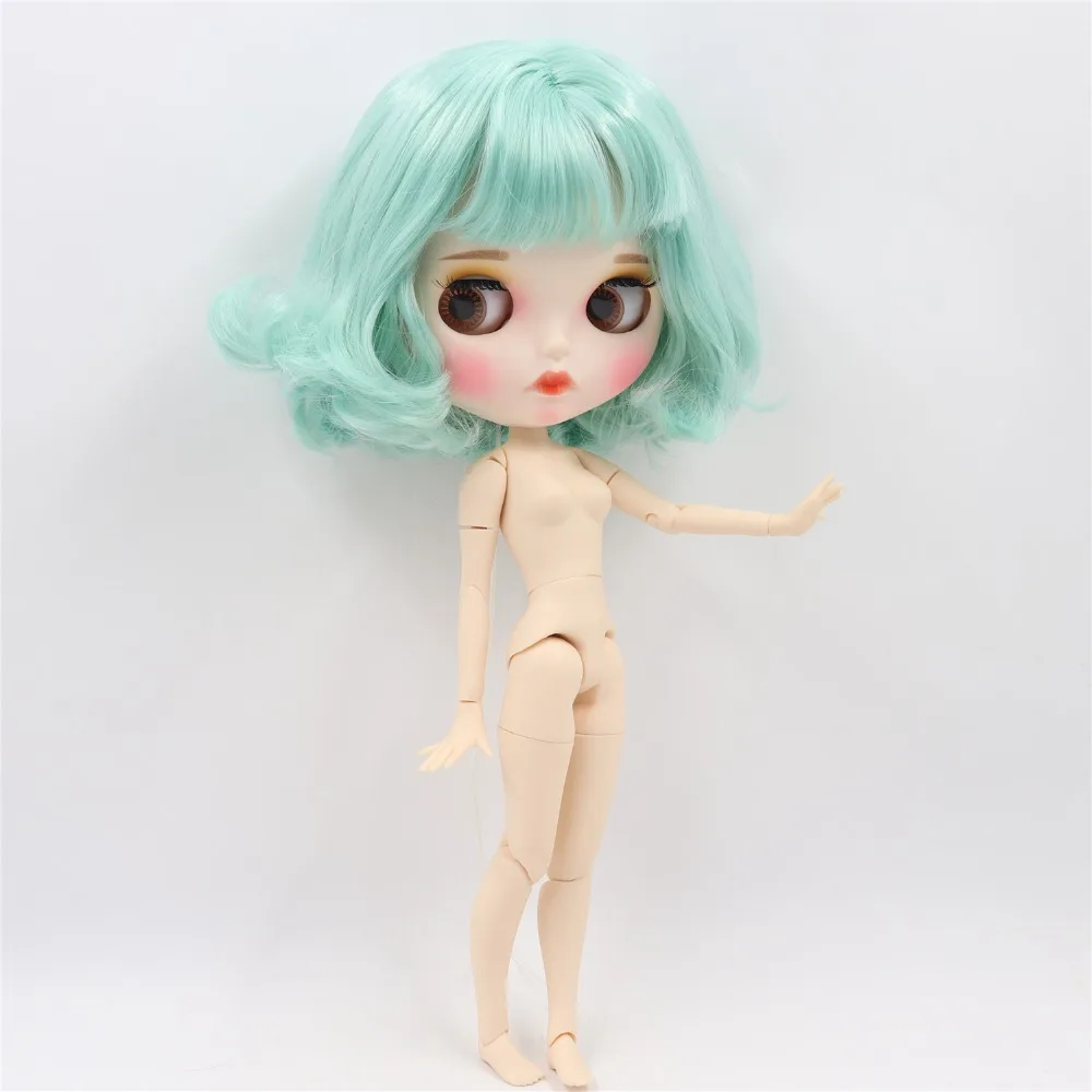 Neo Blythe Doll with Green Hair, White Skin, Matte Pouty Face & Custom Jointed Body 5