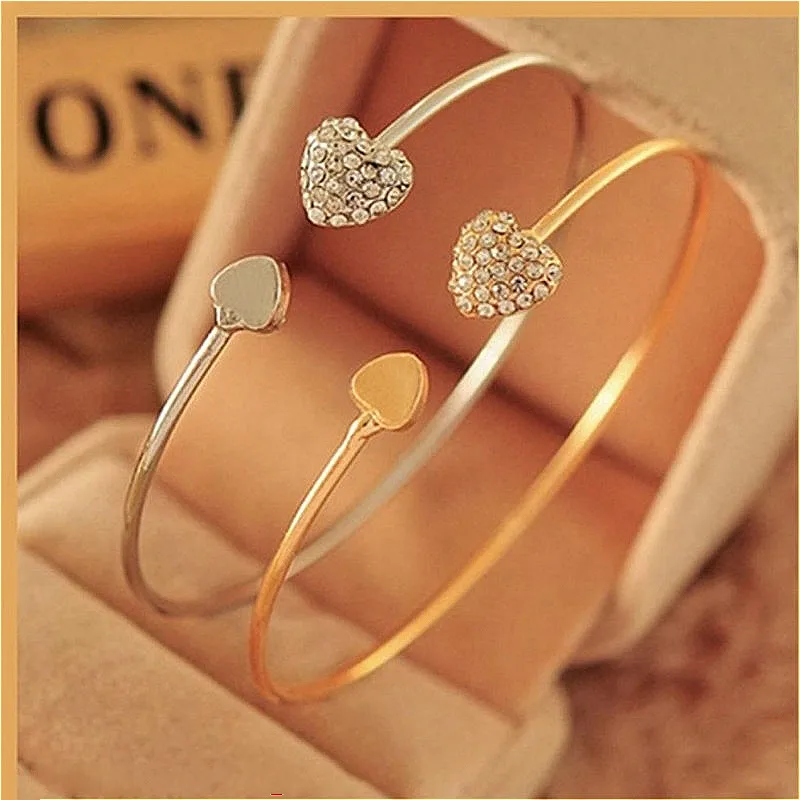

2019 New Fashion Adjustable Crystal Double Heart Bowknot Wrap Bracelets Women Jewelry Gift Wholesale