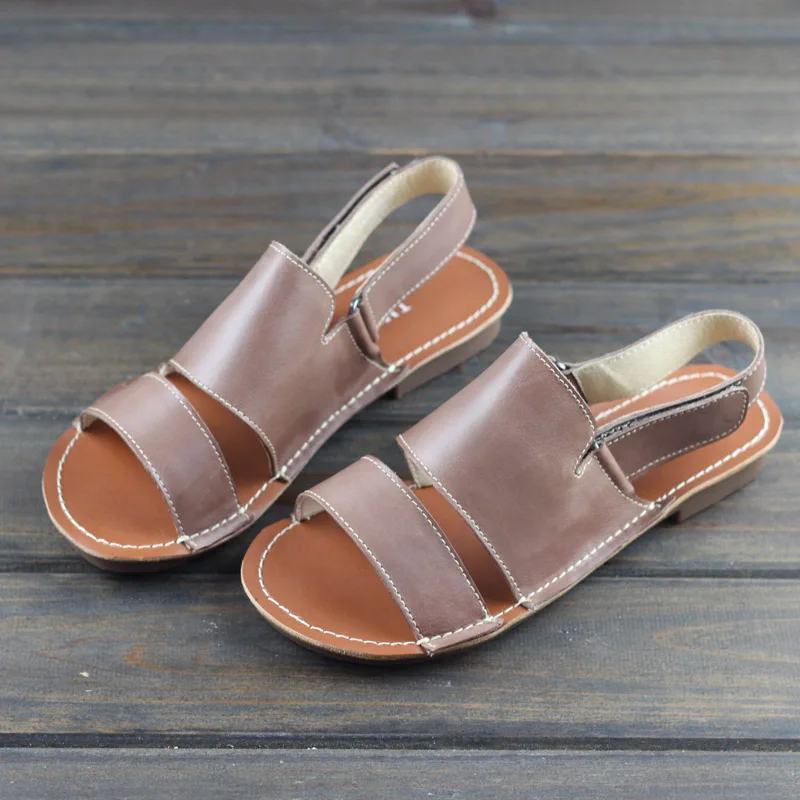 

Shoes Woman Sandals 2019 Summer Sandals Ladies Flat Shoes 100% Genuine Leather Open toe Women Shoes (w9688-5)