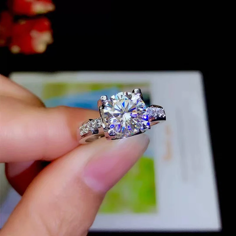 BOEYCJR 925 серебро 1ct/2ct/3ct F цвет Moissanite VVS обручальное свадебное кольцо с бриллиантом с национальным сертификатом для женщин