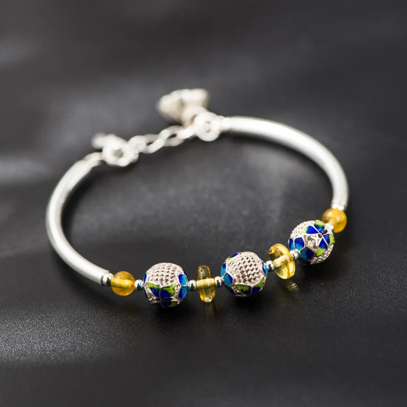 Starfield 925 Silver Jewelry Bracelets Cloisonne Crafts Butterfly Amber Beads Design Bracelet Models Starfield 925 Silver Jewelry Bracelets Cloisonne Crafts Butterfly Amber Beads Design Bracelet Models