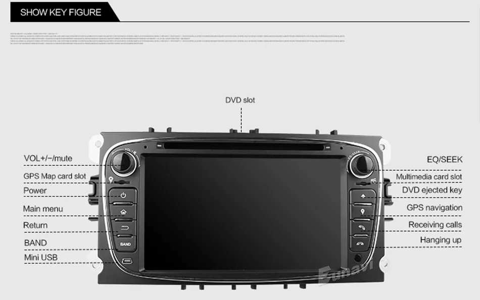 Best Eunavi Quad Core 2 Din Android 9.0 Car DVD Player Car Radio with GPS+WIFI+3G for Ford focus 2 dab Galaxy Transit Tourneo Mondeo 27