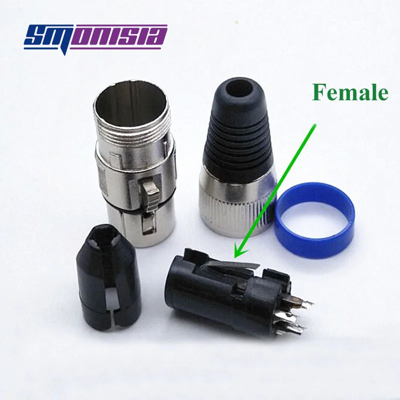 Smonisia 100 шт. полностью металлический 3 контактный разъем XLR штекер/гнездо с синим