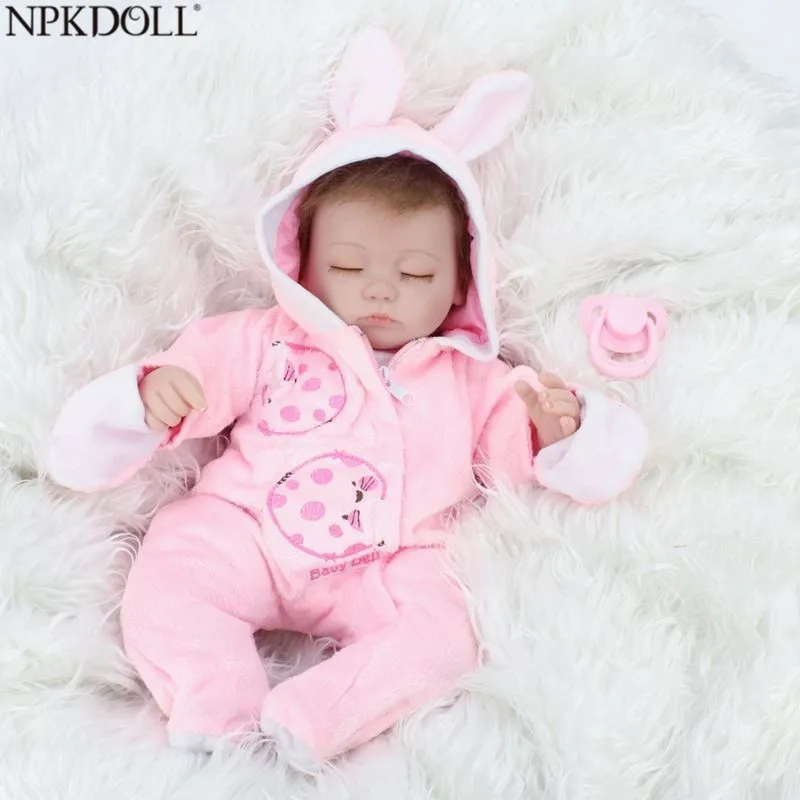 

NPKDOLL Reborn Baby Dolls Soft Mohair Rabbit Silicone 16 Inch Sleeping Rabbit Girl Christmas Gift Newborn Babe Reborn